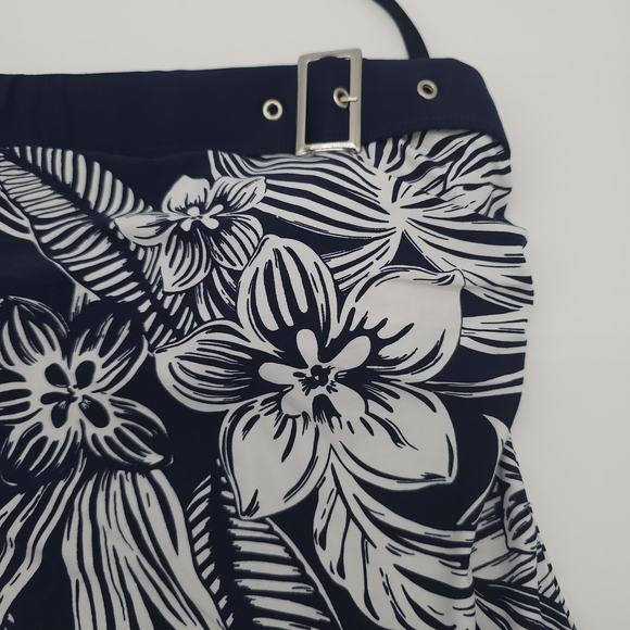 Beach House Swim Suit Tankini Top Womens 10 Navy Buckle Beach Travel Resortwear - Picture 2 of 6